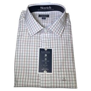 Club Room Men's Window Plaid Dress Shirt, White/red/green 17 34/35 $60